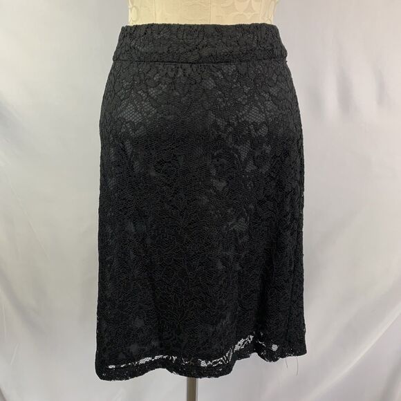 14 Covington Back Zip Skirt Lace Overlay Women's Black Knee Length (23") - Picture 3 of 8